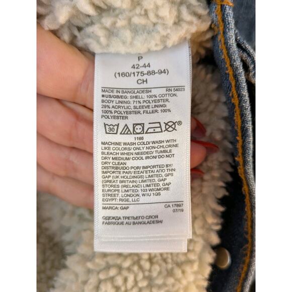 GAP Icon Sherpa Denim Jacket Women’s Small – Medium Indigo Cotton - Picture 7 of 10